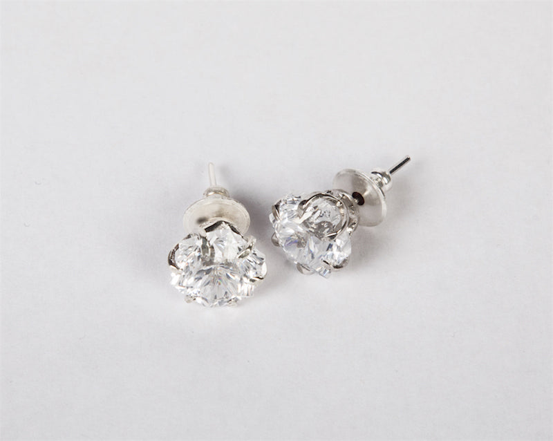 White cubic zirconia ear studs