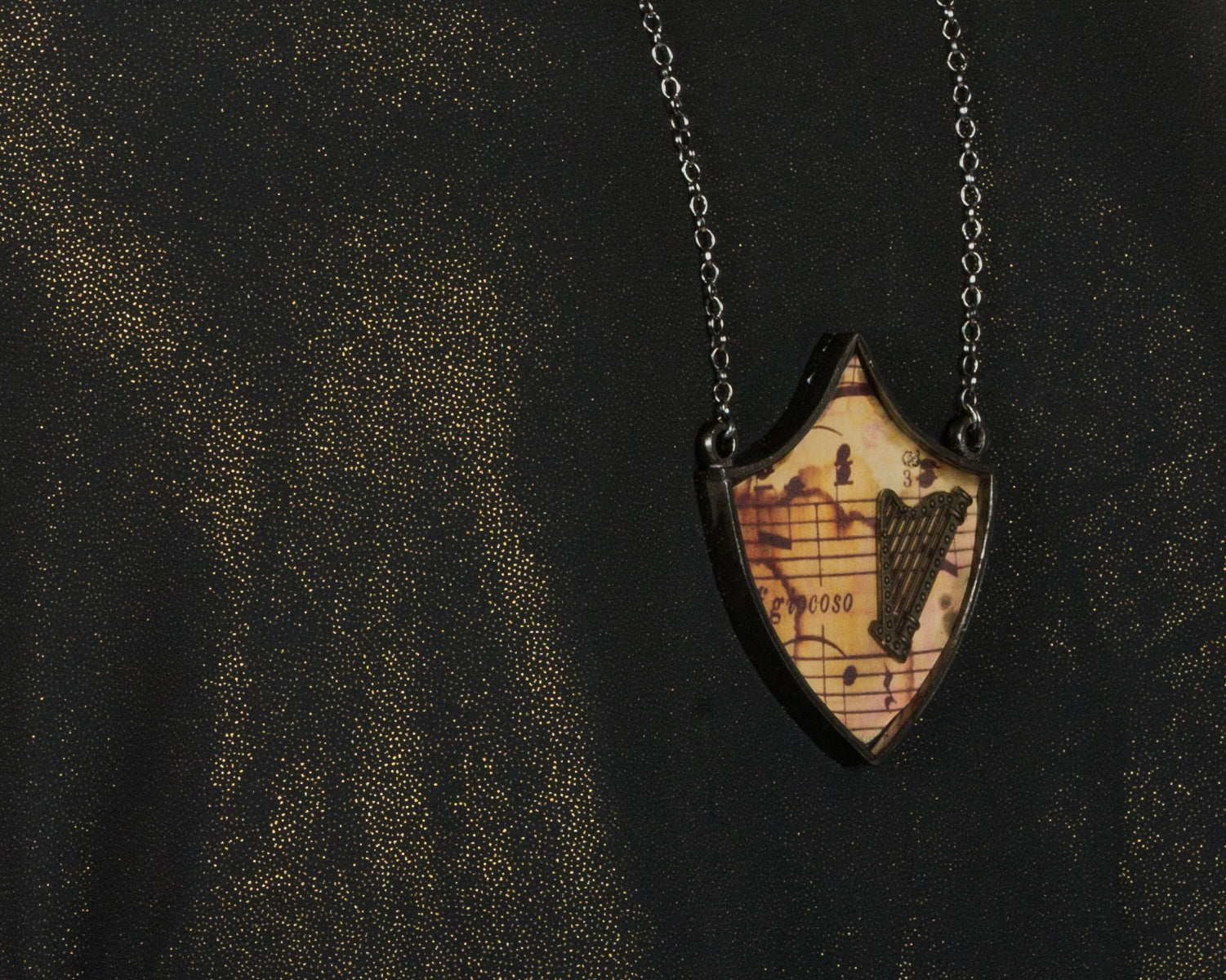 Shield pendant long chain