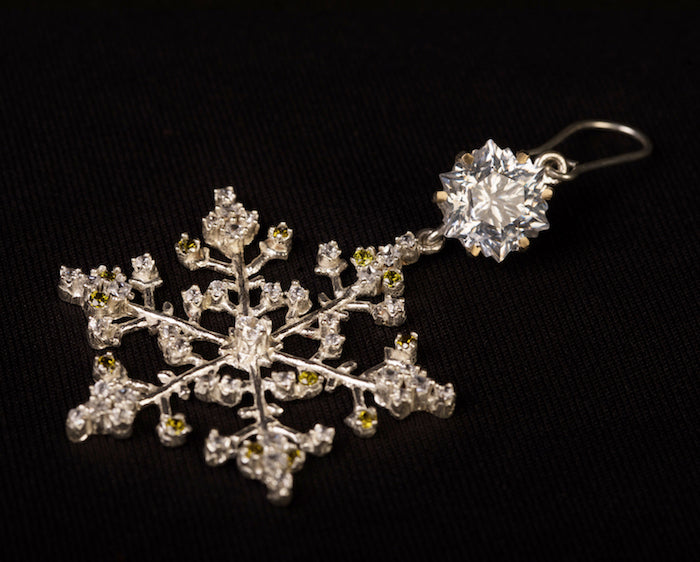 White & green cubic zirconia danglers