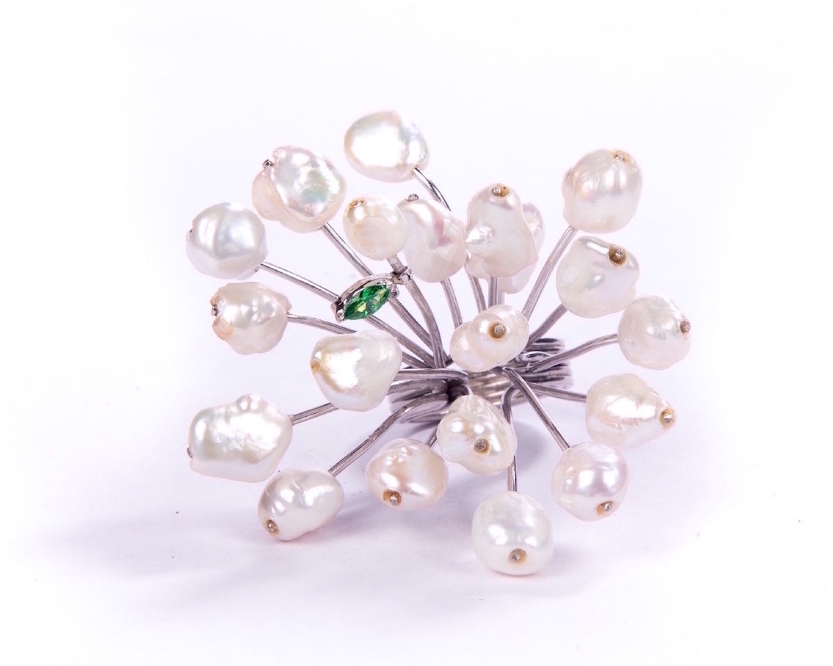 Fresh water baroque bouquet ring