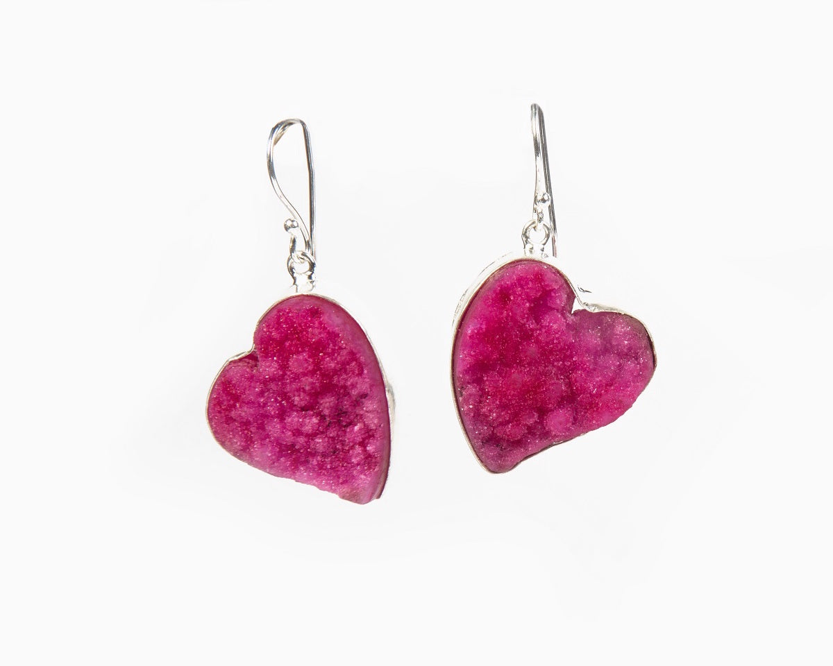 Pink heart shaped earrings