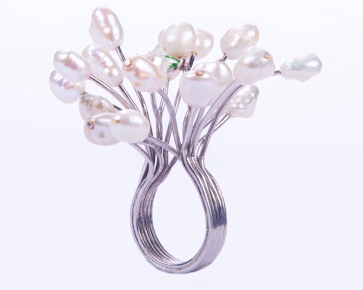 Fresh water baroque bouquet ring