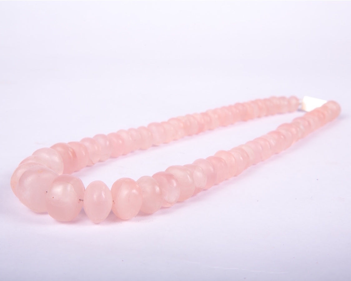 Rose quartz stone beaded riviere