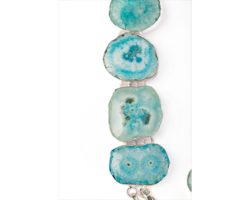 Blue & silver semi-precious stone adjustable neckpiece