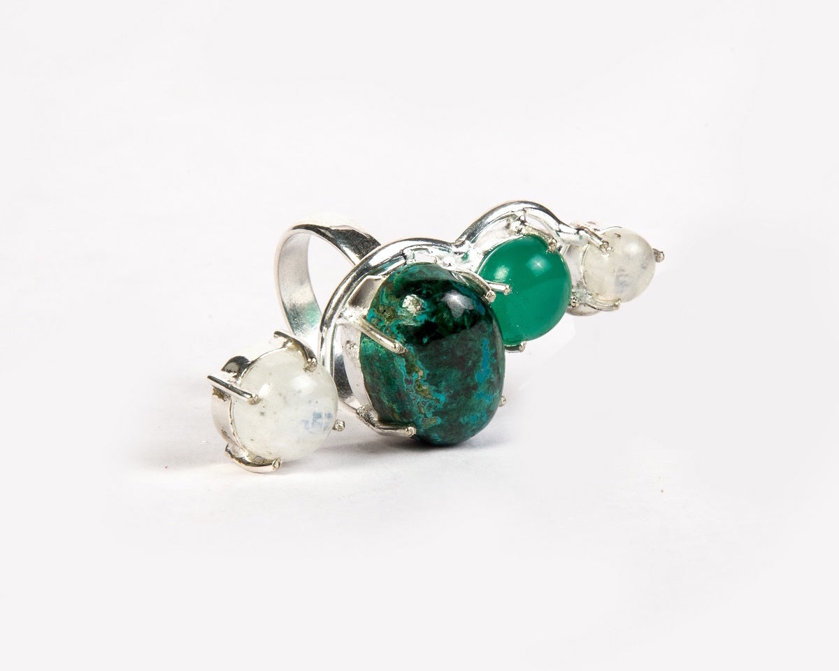 Colours of seabed adjustable finger ring