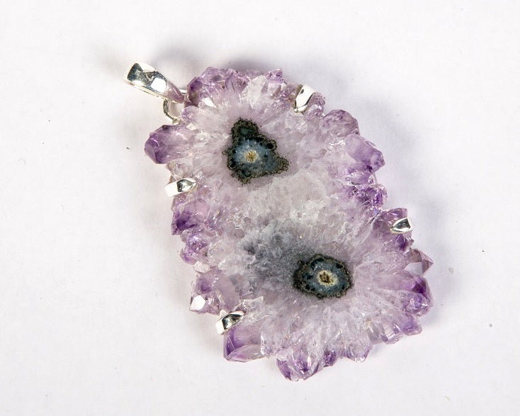Amethyst druzy flower pendant