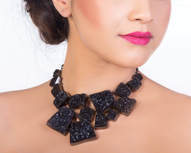 Charcoal charm neckpiece