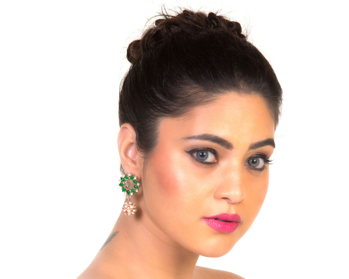 Tiara drops with green garnet stone and rose gold plated