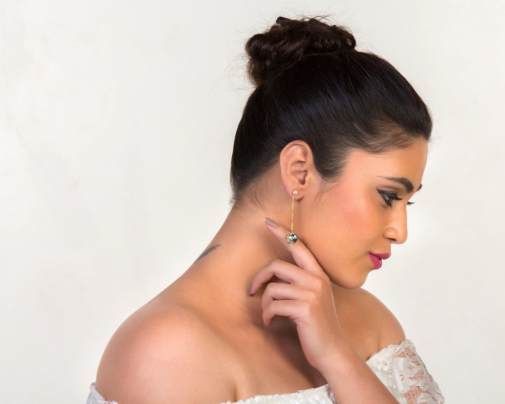 Right view of meenakari pearl earrings