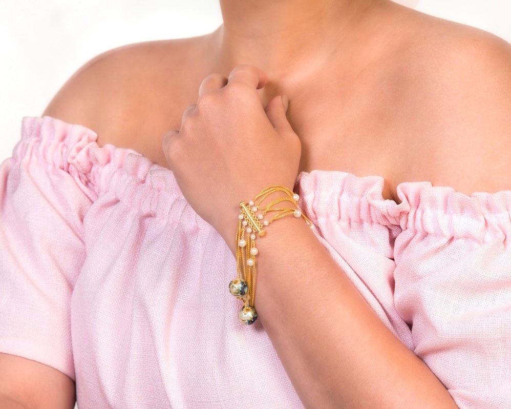 Fresh water plain & meenakari pearl bracelet