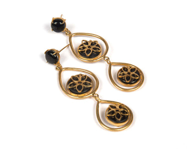 Gold plated copper with black onyx stone danglers