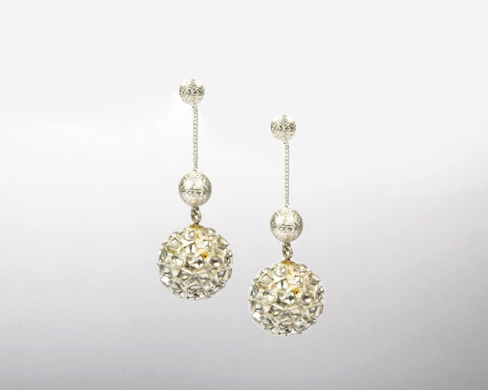 Silver kundan work party-wear drops
