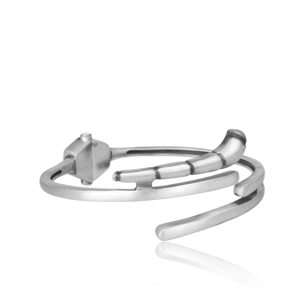 Tribal Cuff Style Silver Barcelet