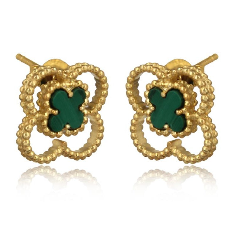 4 leaf clover studs gold plated