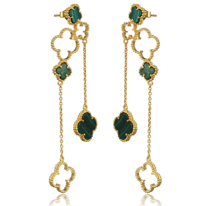 4 Leaf Clover Danglers Gold - Side View