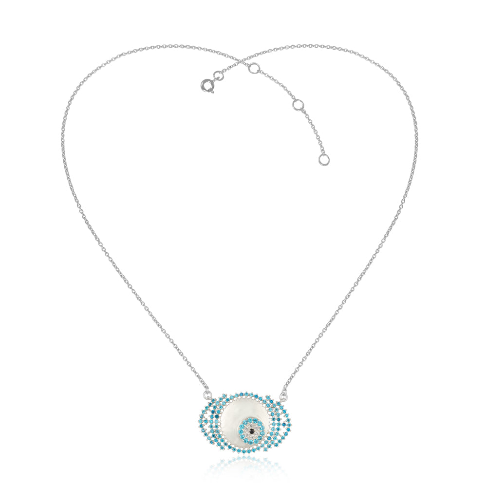 Evil eye talisman pendant with sterling silver chain