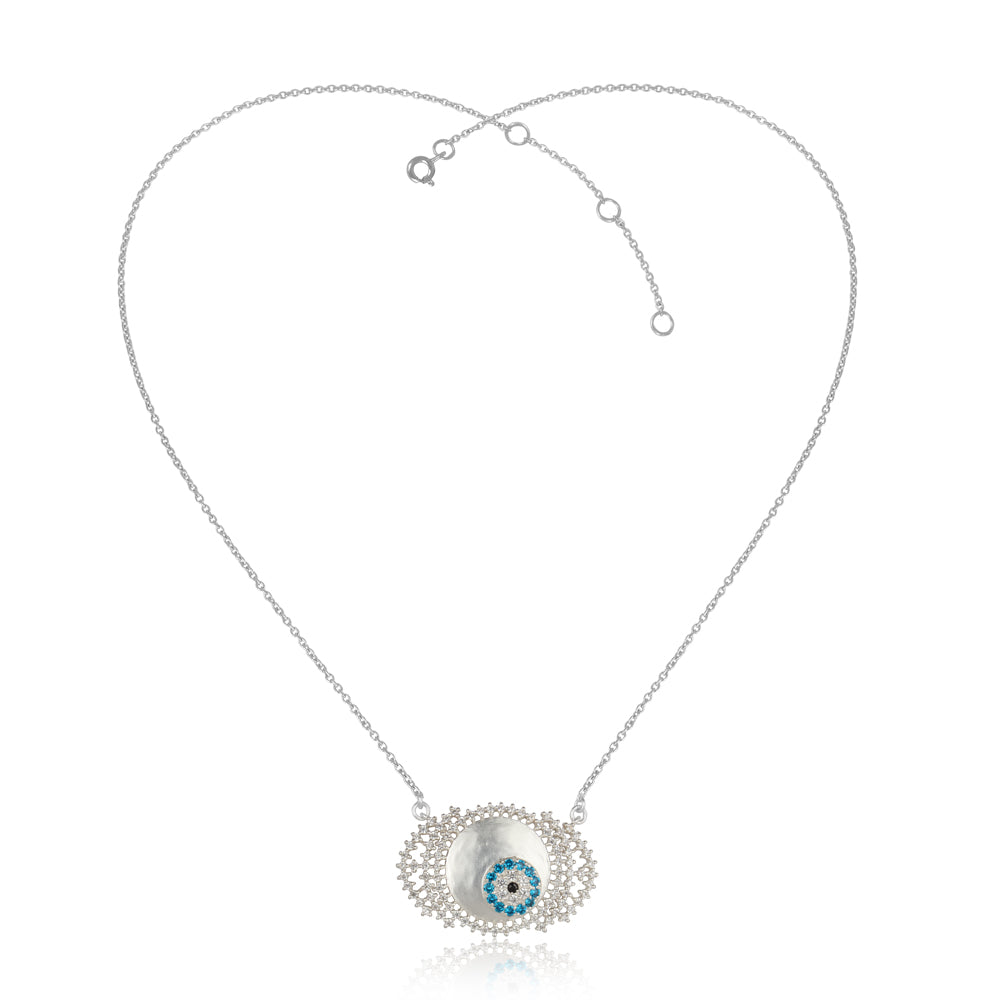 Evil eye talisman pendant with sterling silver chain