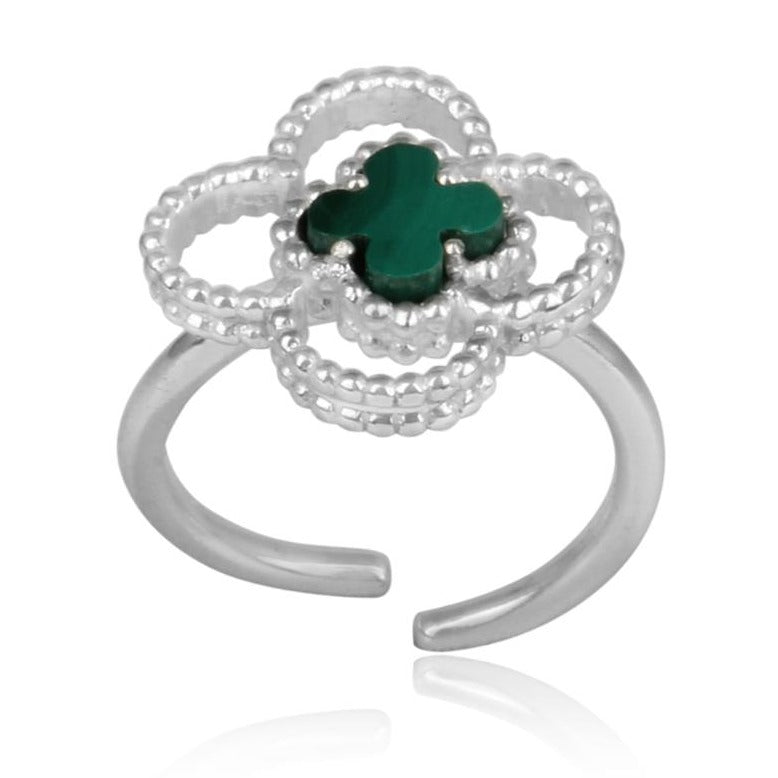 4 leaf clover ring - sterling silver
