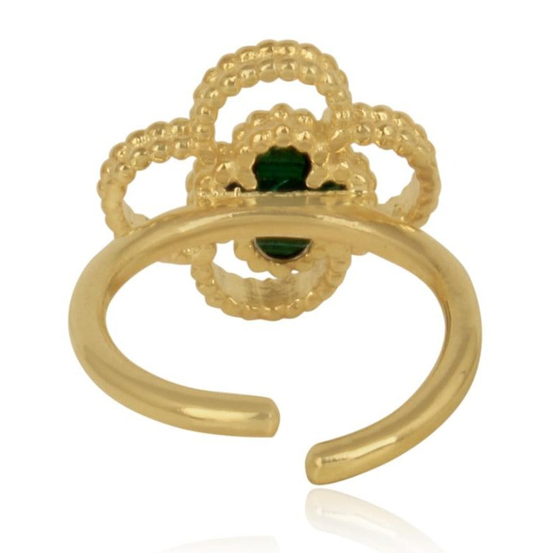 gold 4 leaf clover ring - back view