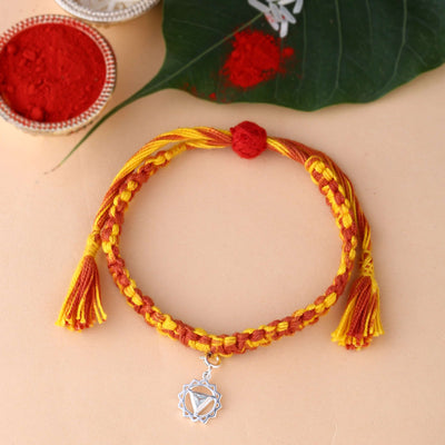 Vishuddha Chakra Rakhi With Gemstone - Silver