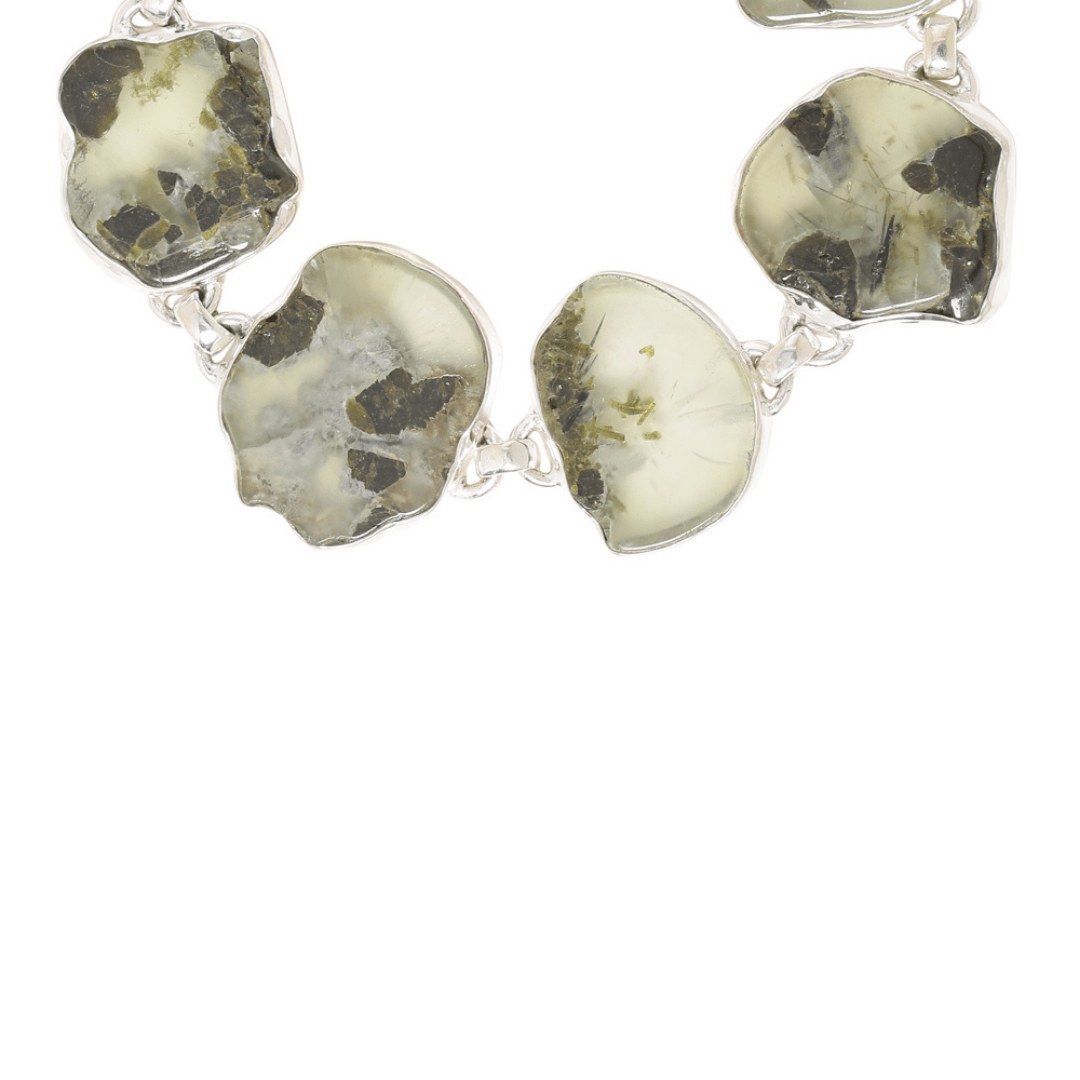 Adjustable organic prehnite stone bracelet