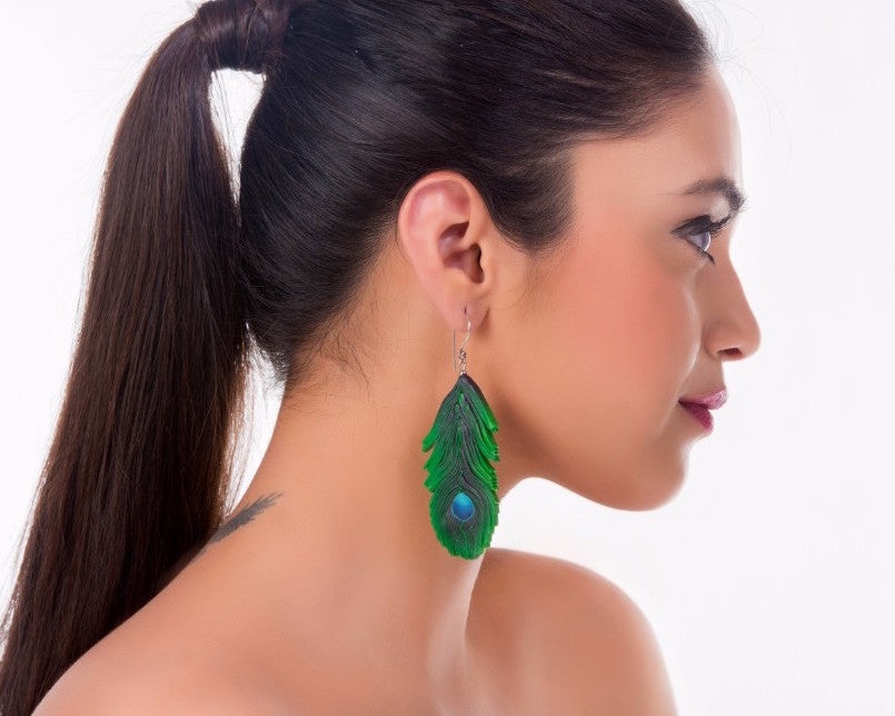 Feather flash polymer clay earrings