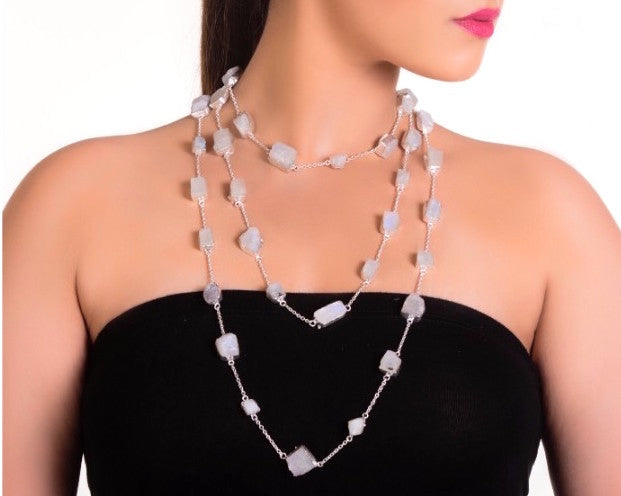 rainbow moon stone ashy lace necklace