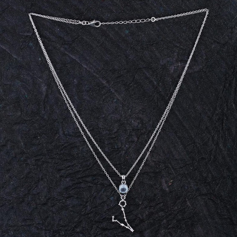 pisces birthstone necklace front view