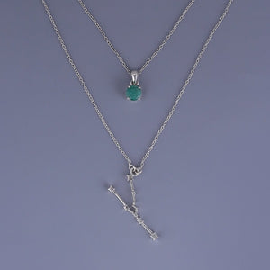 Taurus constellation & emerald birthstone pendant necklace