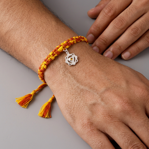 Manipura Chakra Rakhi With Gemstone - Silver