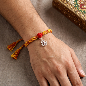 Muladhara Chakra Rakhi With Gemstone - Silver