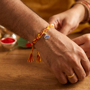 Ajna Chakra Rakhi With Meenakari - Silver