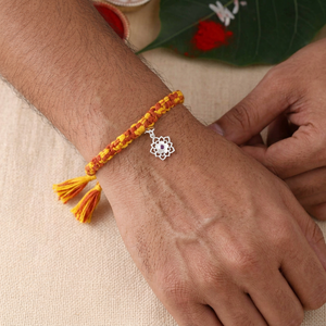 
Sahasrara Chakra Rakhi With Gemstone - Silver
