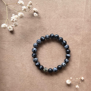 handmade snowflake obsidian beads bracelet