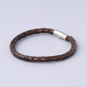 Braided Dark Brown Leather Bracelet