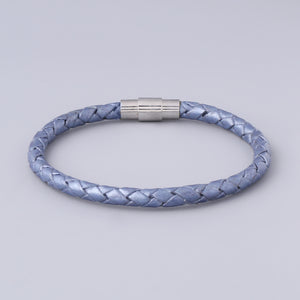 Braided Ice Blue Leather Bracelet