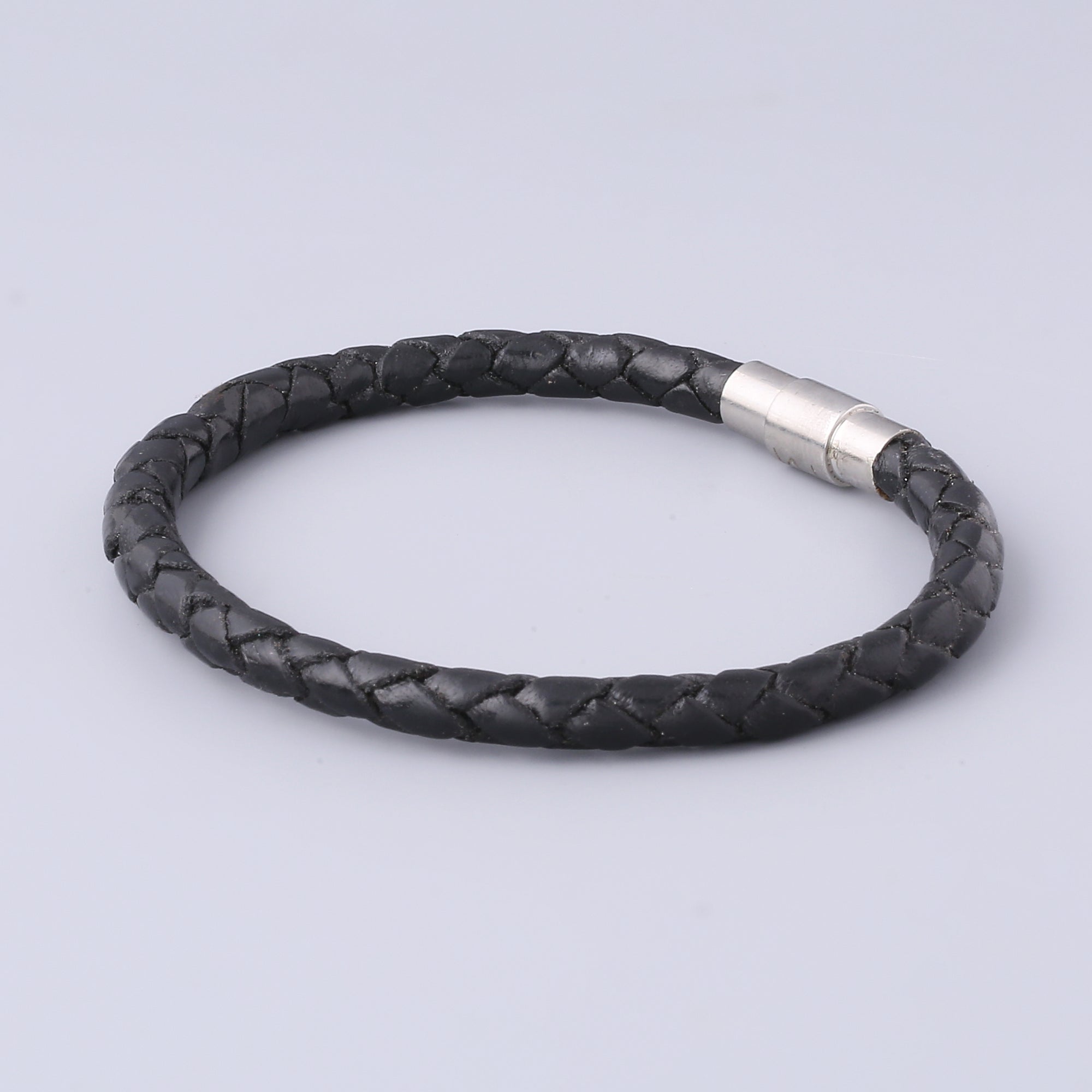 Braided Black Leather Bracelet