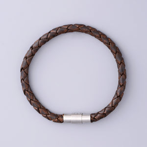 Braided Dark Brown Leather Bracelet
