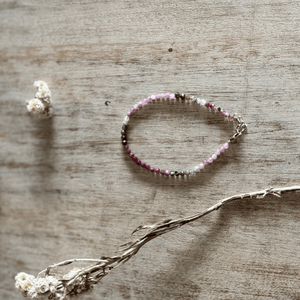 Faceted Watermelon Tourmaline gemstone beads bracelet