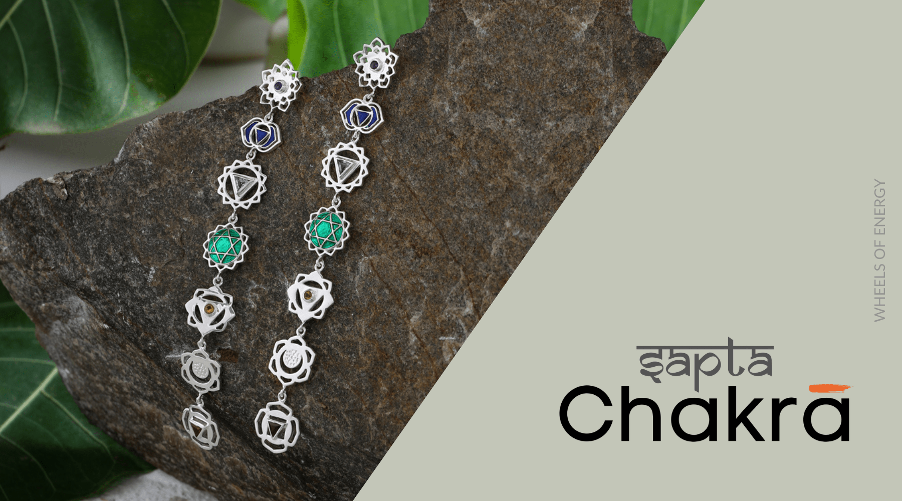 Chakra jewelry crafted in pure sterling silver. Seven body Chakra. Seven wheels of energy. Chakra Jewellery by Nirwaana
