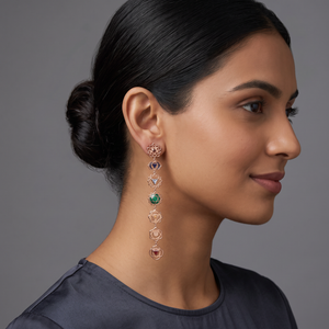 Chakra Shoulder Duster Earrings - Rose
