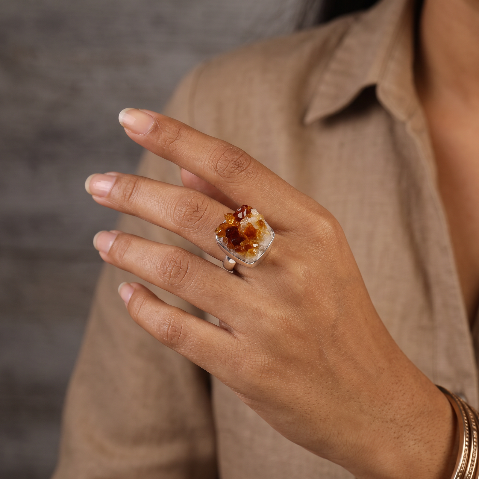 Citrine Crown Ring