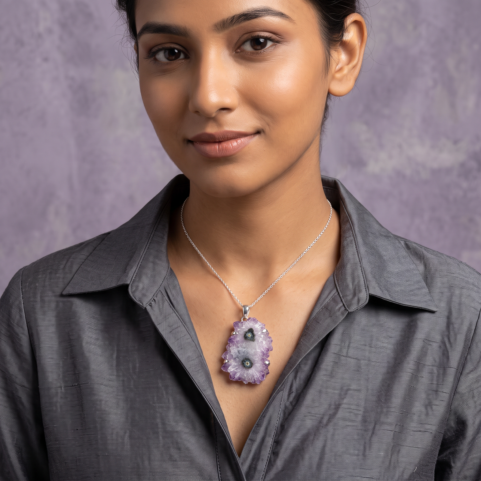 Amethyst Flower Pendant
