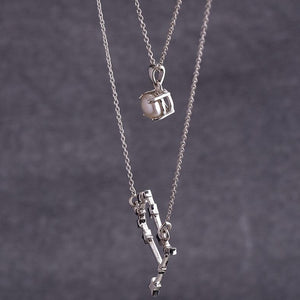 Sterling silver layered gemini necklace