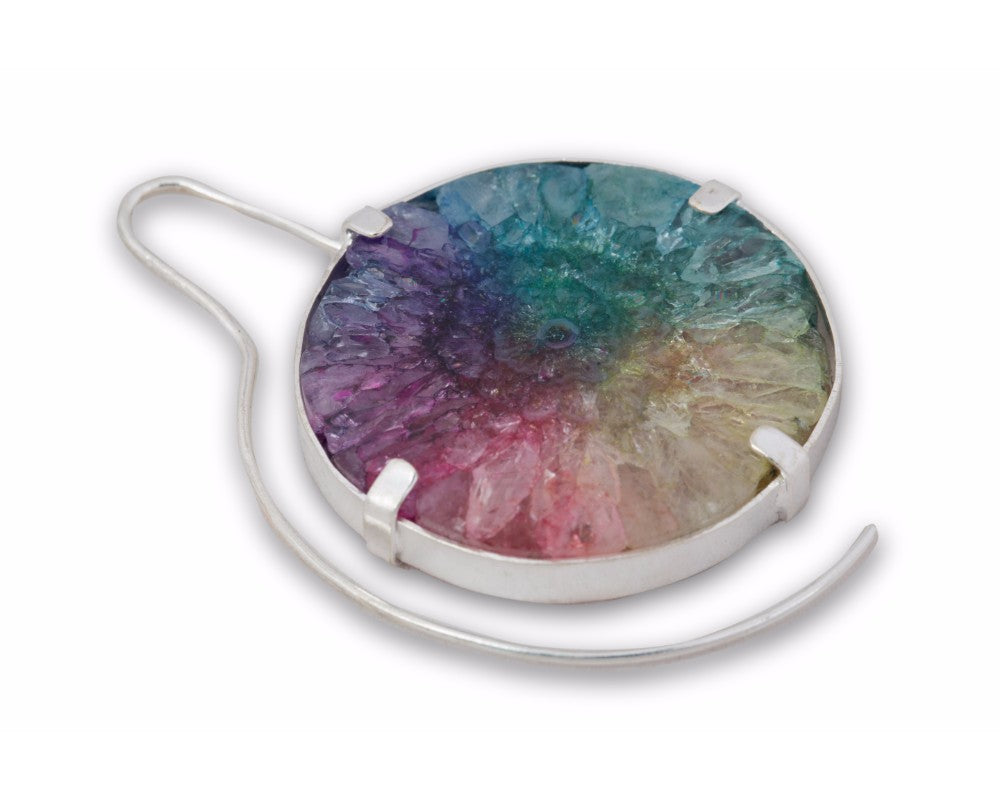 Sterling silver rainbow quartz earring