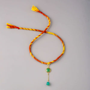 Gold Anahata chakra lumba with green colour meenakari work