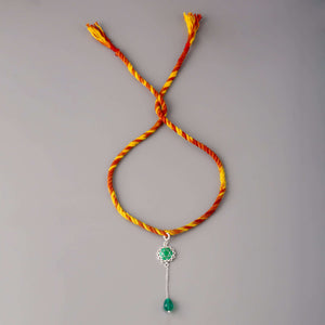 Silver Anahata Chakra Lumba in braided mauli for Bhabi