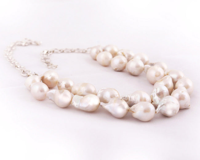 Fresh water baroque pearl dual strand necklace