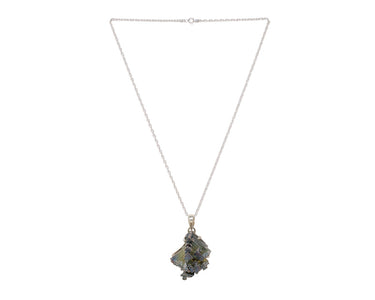 Bismuth crystal strung in a sterling silver cable chain