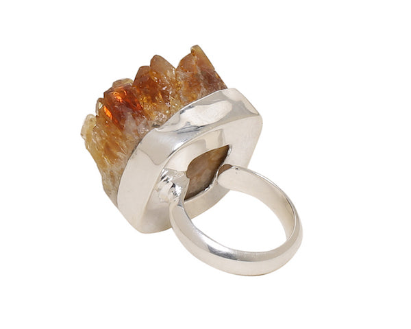 Back view of Citrine crown ring